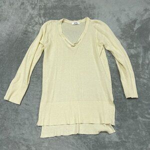 Mod Womens Long Sleeve Knit Sweater Tunic Beige Size L Lightweight a0956